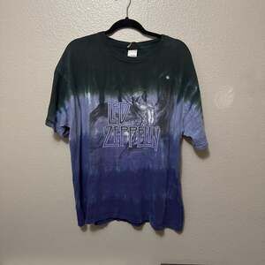 Vintage 1984 Led Zeppelin Myth Gem Liquid Blue Tie Dye T-Shirt